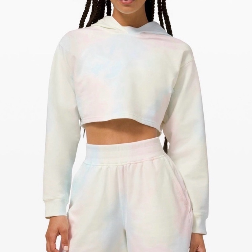 Lululemon LA All Yours Cropped Hoodie RARE Cotton Candy Wash size 12